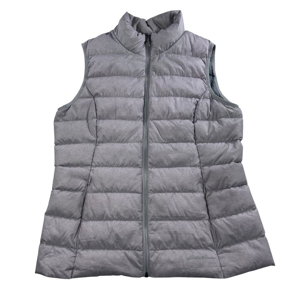Eddie Bauer Womens Down Puffer Vest EB650 Size L Tan Lightweight Versatile
